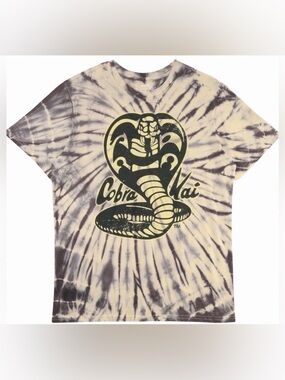 NEW! Cobra Kai Graphic Tie-Dye Tee in Pale Yellow & Gray Size 3X
